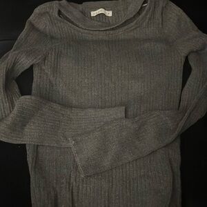 Gray Ribbed Women's Sweater